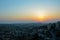 Dawn over Bethlehem. The city in which Jesus Christ was born. The sun from the cloud rises over ancient city