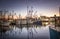 Dawn over the fishing fleet at Viking Village, Barnegat Light