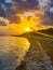 dawn over the fishing pier in Sanibel Island before a hurricane