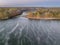 dawn over the Tennessee River near Colbert Ferry Park, Natchez Trace Parkway - November aerial view
