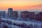 Dawn over a winter city Novosibirsk