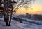 Dawn over a winter city Novosibirsk