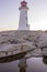 Dawn at Peggy`s Cove Lighthouse in Nova Scotia, Canada