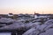 Dawn at Peggy`s Cove in Nova Scotia, Canada