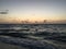 Dawn with Pelicans and Seagulls in Spring at Miami Beach, Florida.