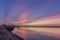 Dawn seascape view of Olhao Marina, waterfront to Ria Formosa. Algarve