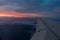 Dawn seen from a plane in the Azores Islands