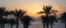 Dawn the sun over the Red Sea and the silhouette of palm trees