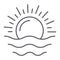 Dawn thin line icon, weather and sun, sunrise sign, vector graphics, a linear pattern on a white background.