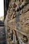 Dawn view of the Borobudur bas-relief, Buddhist temple in Java