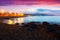 Dawn view of sand beach at Badalona