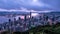 Dawn view of Victoria Harbor  from the peak at cloudy day