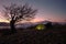 Dawning On lighting tent and Mount Etna, Sicily