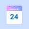 Day of 24th January. Daily calendar of january month on white paper note