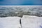 Day at Baikal Lake. Spring floating of ice