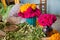 Day of the Dead Altar,prehispanic altar,Sapodilla leaves, torillas with beans, cempasÃºchil flowers