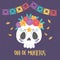 Day of the dead, catrina skull flowers and bunting decoration, mexican celebration