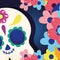 Day of the dead, catrina skull with flowers religious tradition mexican celebration