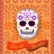Day of the dead celebration - Sugar Skull, text in Spanish: Day of the dead