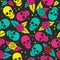 Day of the dead, colorful stylish skull with ornament and floral