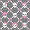 Day of the dead, colorful stylish skull with ornament and floral pattern. Seamless pattern.