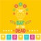 Day of the dead, Dia de los muertos yellow background, square banner, greeting card. Vector illustration with sugar skull