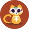 Day of the Dead, Dias de los Muertos, Halloween cute ginger cat skeleton and flower skull illustration