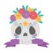 Day of the dead, floral skull flowers and ribbon mexican celebration