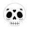 Day of the dead, funny skull decoration mexican celebration line style