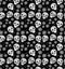 Day of the dead holiday in Mexico seamless pattern with sugar skulls. Skeleton endless background. Dia de Muertos