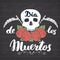 Day of the Dead, lettering quote with handdrawn skull and roses, vintage label, typography design or t-shirt print, vector illustr