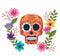 Day of the dead mask with floral decoration