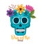 Day of the dead mask with floral decoration