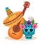 Day of the dead mask with guitar