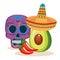 Day of the dead mask with mexican food