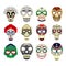 Day of the dead Mexican skulls  collection