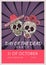 Day of the dead party poster template with two sugar skulls