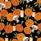 Day of the dead pattern. Mexican holiday design. Floral background. Marigold flowers vector.