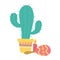 Day of the dead, potted cactus candle and maraca mexican celebration