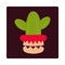 Day of the dead, potted cactus decoration, mexican celebration icon block and flat