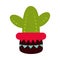 Day of the dead, potted cactus decoration, mexican celebration icon flat style