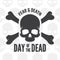 Day of the dead print. Skull and bones logo or