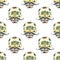 Day of the Dead seamless pattern, handdrawn sugar skulls with moustache background, vector illustration