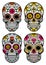 Day Of The Dead Skull Vector Set