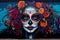 Day of the Dead Street Art Mural with Calavera