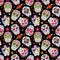 Day of the Dead Sugar Skull Seamless Vector Background