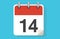 Day Fourteen. Simple calendar with date 14. Flat calendar icon vector illustration. calendar icon flat day 14. Vector illustration