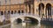 Day light boat riding couple in plaza de espana fountain 4k seville spain