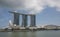 Day light view of Marina Bay Sand in Singapore with Art and Science Museum in front