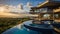 day lights Photograph an opulent villa escape: infinity pool vistas, panoramic landscapes, lavish interiors